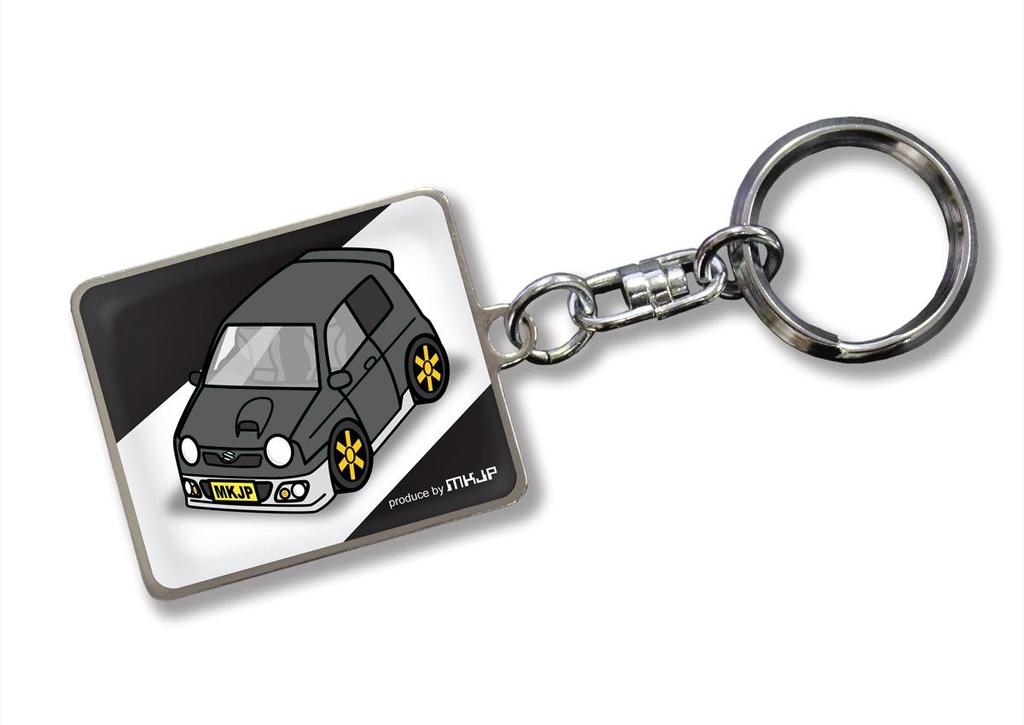 Custom Keychain for Suzuki Alto Works Black Black Car Color [MKJP] HA11S, Base,