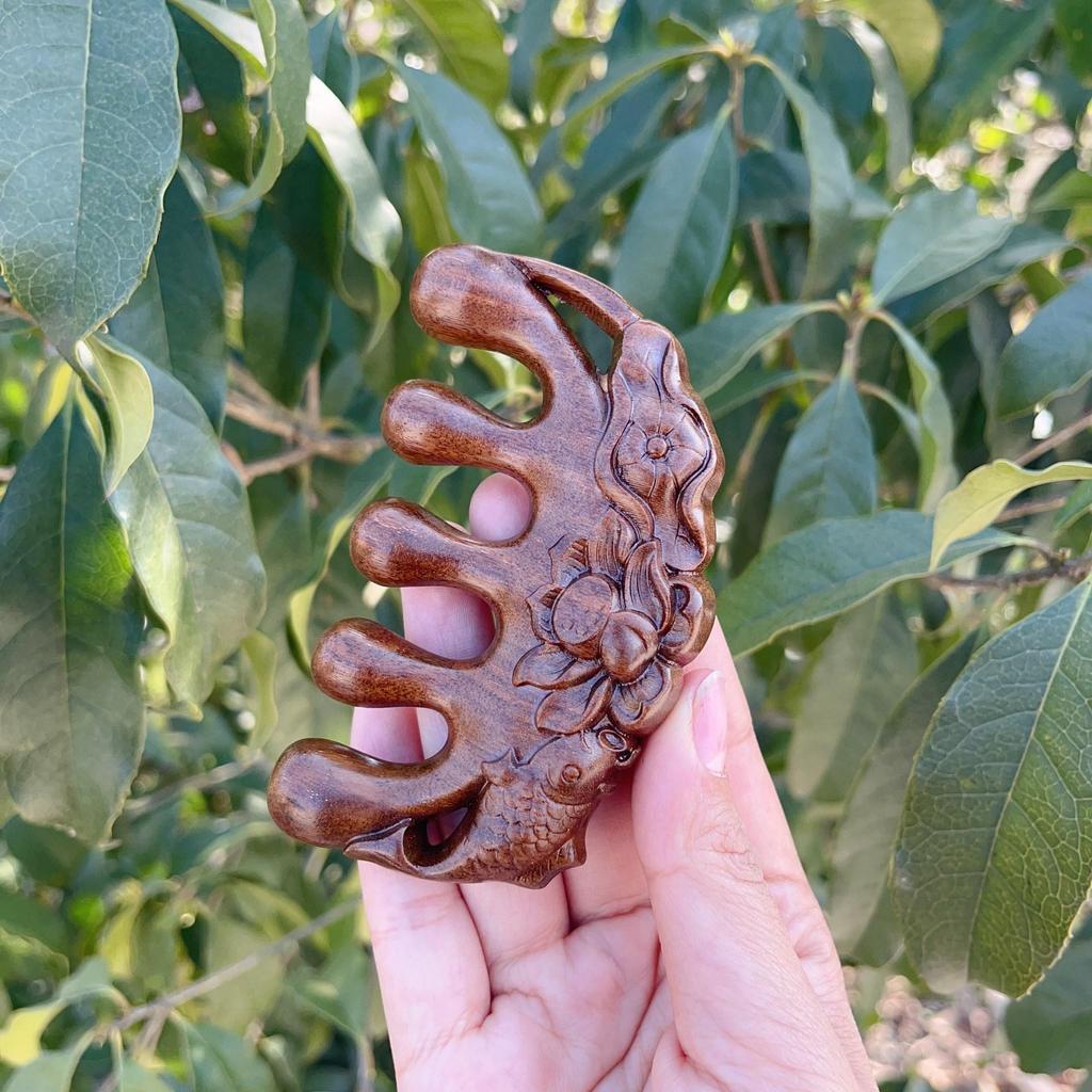 Gold Sandalwood Double-Sided Carved Massage Comb