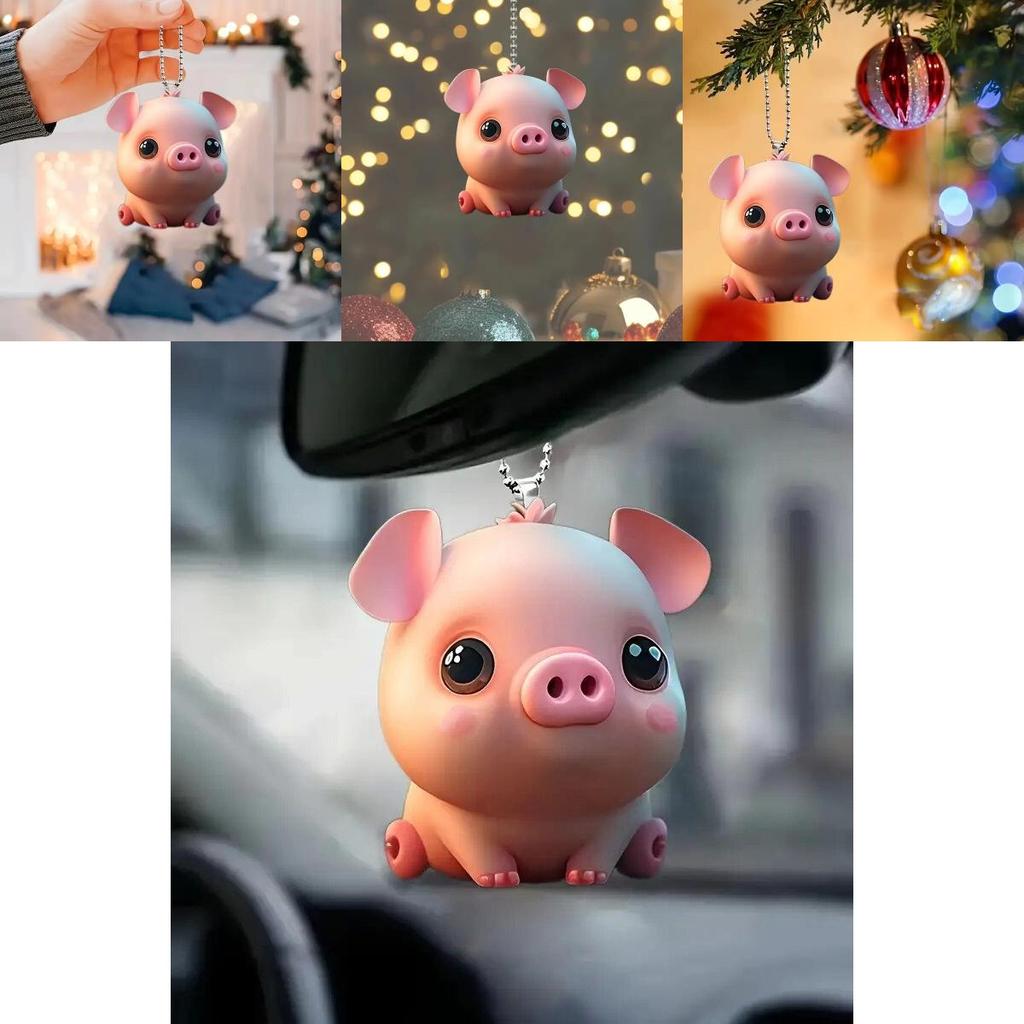 Cute Pig Acrylic Keychain Car Interior Decoration Pendant For Backpack Festive Gift