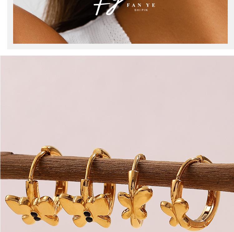 18k Gold Plated Rhinestone Butterfly Hoop Earrings - Women's Exquisite European & American Style