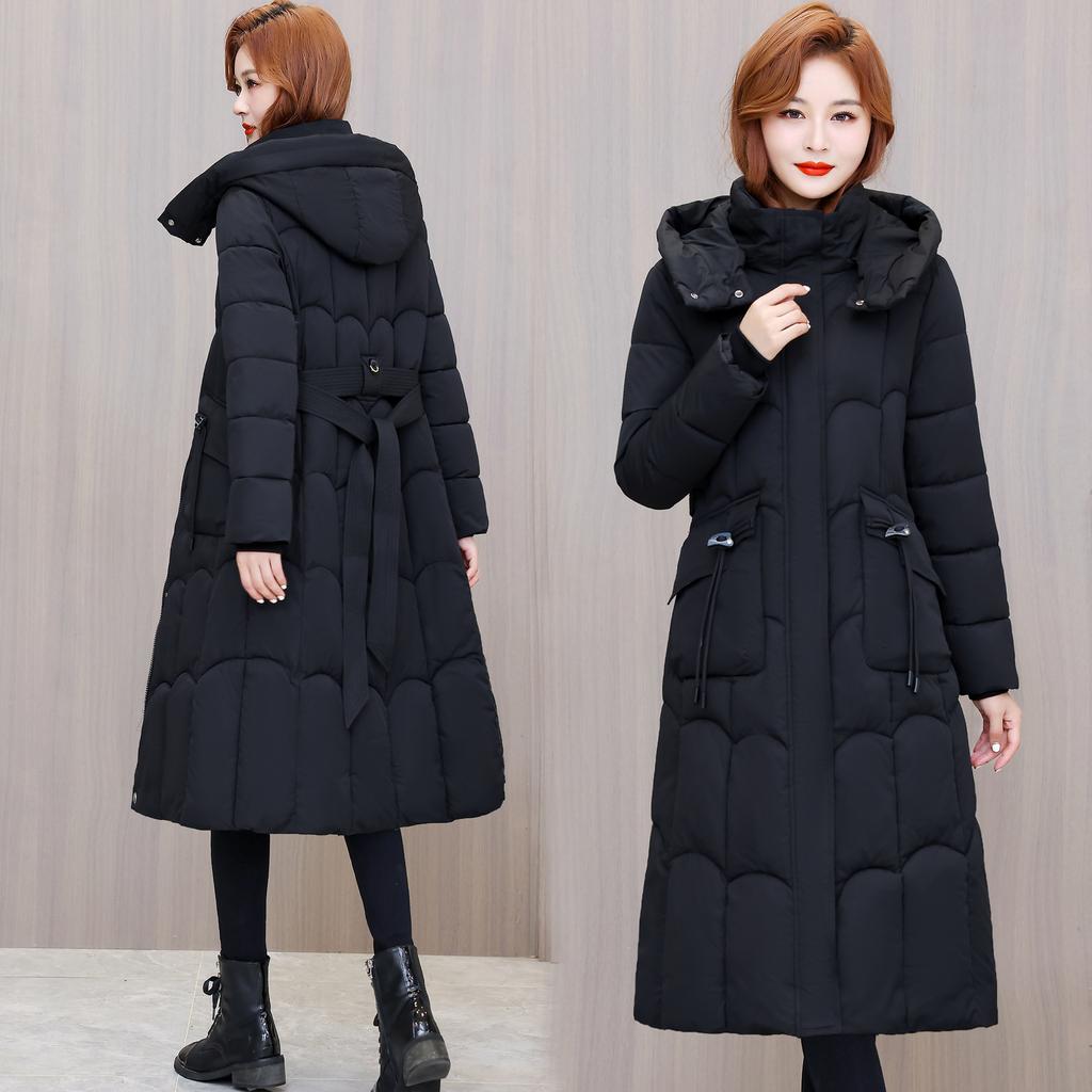Over Knee Down Cotton-padded Clothes for Women's Winter New Slim-fitting Medium and Long Cotton-padded Clothes, Cotton-padded Jackets, Thickened Coats