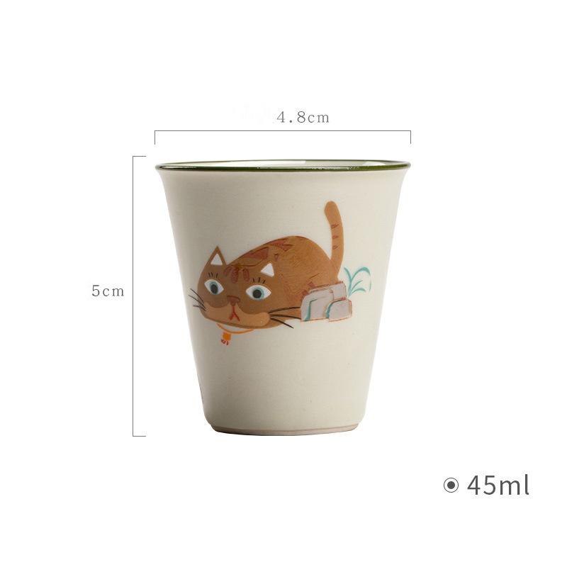 Cartoon Cute Cat Ceramic Kung Fu Teacup Japanese Tea Cup 45ML Porcelain Espresso Cup Coffee Mug