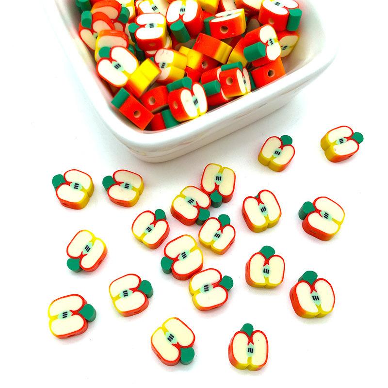Diy Soft Pottery Bead Separation Mixed Color Fruit Cartoon English Letters Perforated Loose Beads, Sliced Bracelet Material