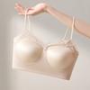 New Seamless Satin Lace Beautiful Back Suspender Underwear Women's Thin Shoulder Straps with Small Breasts Gathering Comfortable Vest Bra