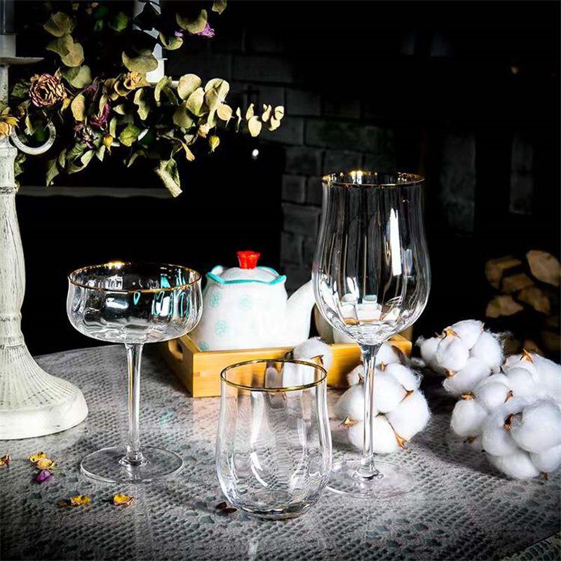 Petal Glass,Striped Tulip Handmade Phnom Penh Tall Red Wine,Ice Cream,Drinkware Champagne Glassware Creative Personality