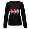 Mode Damen Lockerer Valentinstag-Print Rundhals Langarm Pullover Top