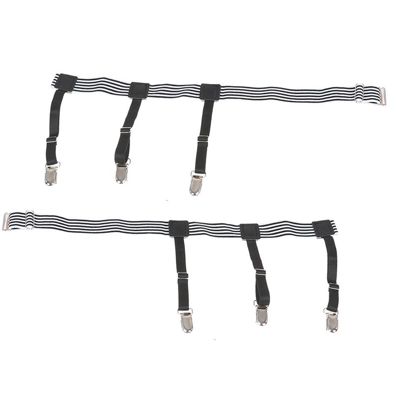 2Pcs Mens Elastic Adjustable Shirt Stays Garters Leg Suspenders Holders Shirt