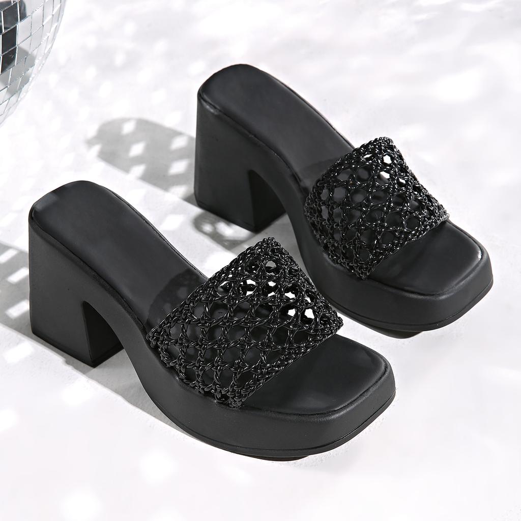 Fashion Trend Women Summer New Simple Outdoor Slip-on Square Heel Sandals 2024 Fashion Designer Women Casual Slippers Shoes for Women