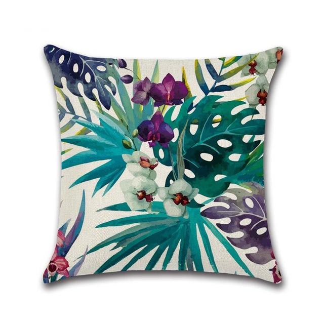 Tropische Pflanzen Kissenbezug Dekorative Kissenbezüge Flamingo-Druck Baumwolle Leinen Wurfkissenbezug Blumen Kissenbezug Zt169