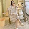 10 cotton and silk nightgowns for women's summer thin short-sleeved large-size human cotton pajamas can be worn outside, sweet student loungewear