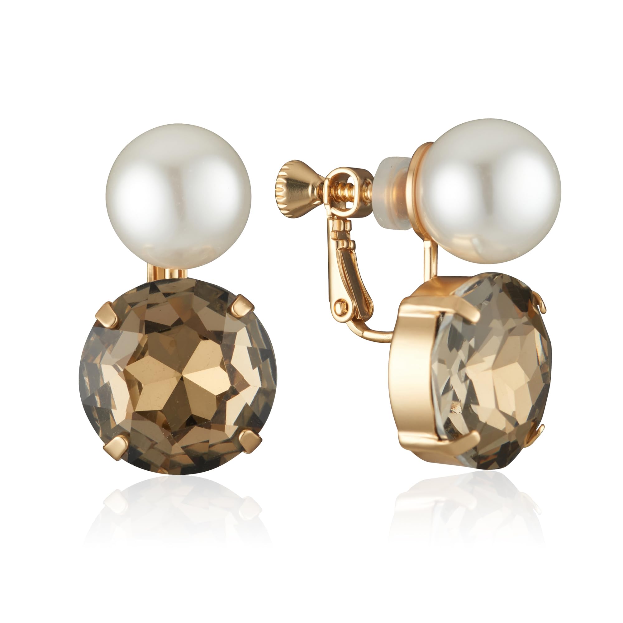 

Жемчужные объемные серьги со стразами