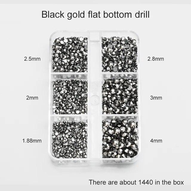 1Box Mix Sizes Ss6-ss20 Glass Non Hot Fix Rhinestone Flat Back Crystal Stone Strass Glitters Nail Diamond For DIY Garment