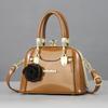 Textured bright leather European and American fashion handbag shoulder bag large capacity messenger bag shell bag dinner bag