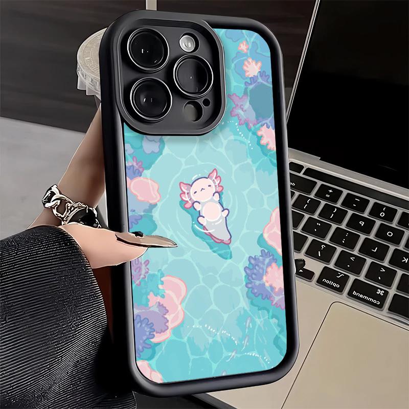 Phone Case for iPhone 17 Air 16E 15 16 Pro Max Axolotl Cartoon Cute Cover 14 Plus 13 12 Mini Soft Shell Silicone Fundas