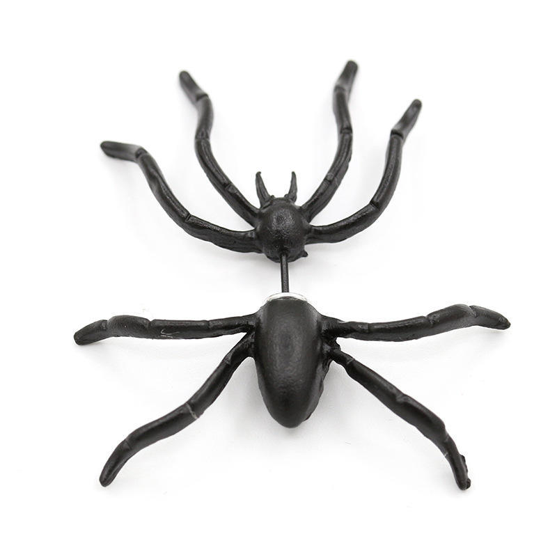 1 PC Black Spider Ear Stud Earrings 3D Creepy Personality Unique Punk Earring for Women Brincos Fashion Zircon