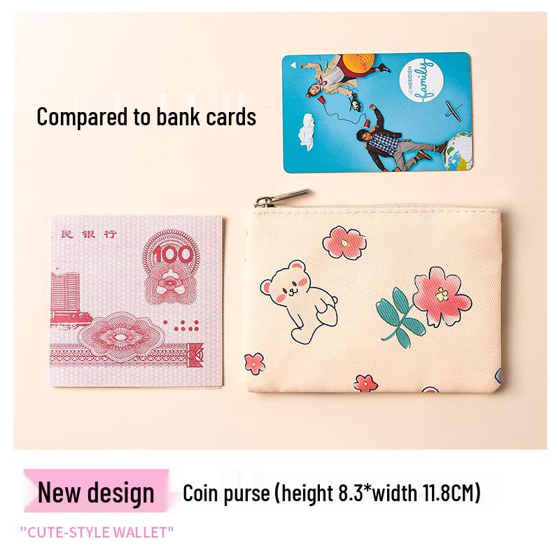 Kompakte Geldbörse aus floralem Canvas - Reißverschluss-Münzfach & Kartenhalter