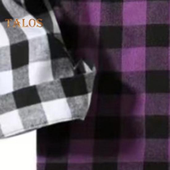 Fall Winter Men Shirt Coat Plaid Print Long Sleeves Chest Pocket Adjustable Drawstring Hood Single-breasted Patchwork Loose Contrast Color Jacket