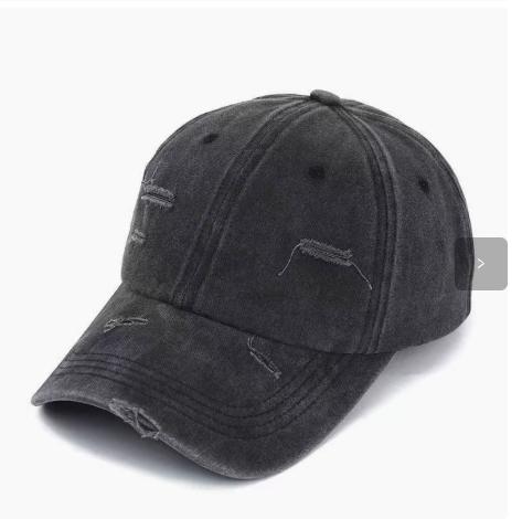/Winter Outdoor Ripped Washed Denim Baseball Cap (Black) One Size