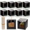 20pcs Black Treat Boxes with Transparent Window and Hole Paper Gift Box Square Gift Packing Box for Party Wedding Thanksgiving New Year's Dates