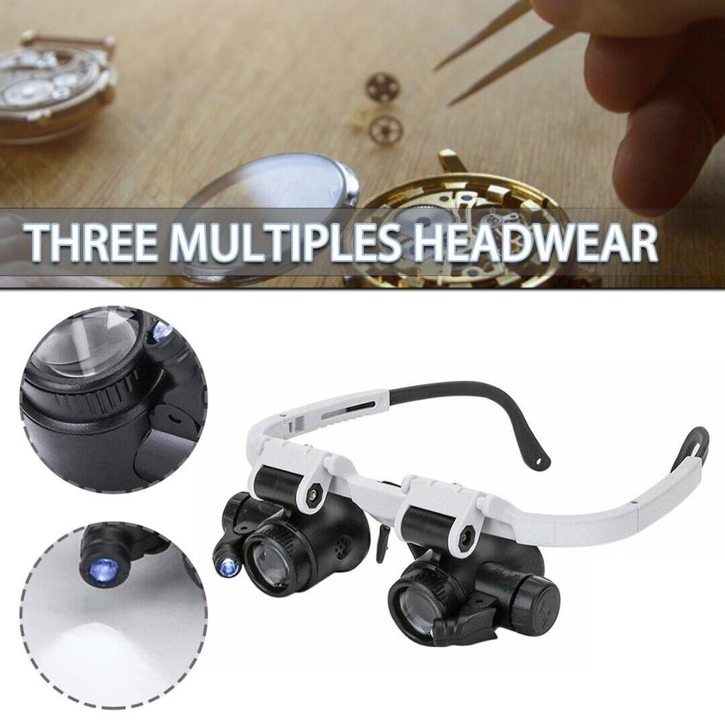 2led Head Mounted Magnifier Headband 8x 15x 23x Adjustable Jeweler Watch Repair Magnifying Glasses Loupe Lens