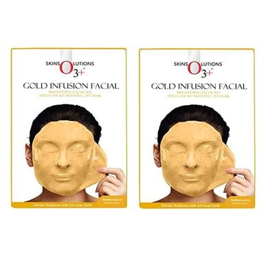 Kit Éclat Visage O3+ Gold Infusion avec Masque Peel-Off 45 g Lot de 2 pour Éclat