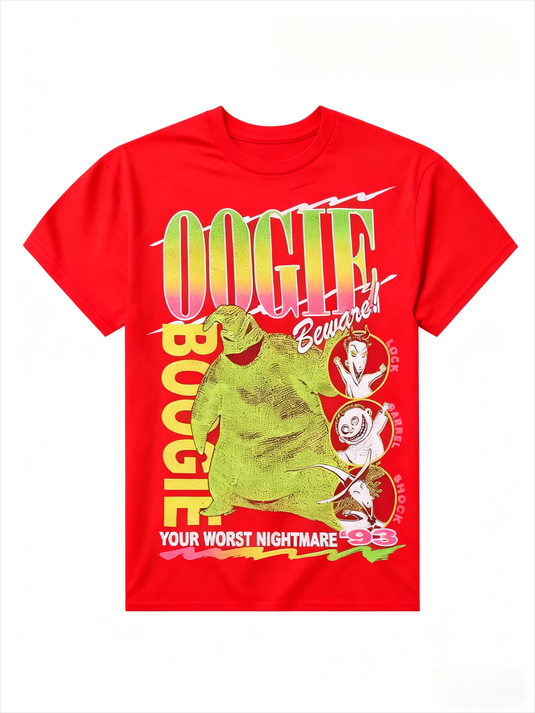 

2026 New PreChristmas Nightmare Oogie Boogie Beware of Printed Oversized Short Sleeve Crew Neck Tops for Unisex and Women S