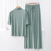 Nuovo Set Stagionale in Modal con Scollo Alto, Manica Media e Pantaloni a Gamba Larga - Moda Due Pezzi Larga, Casual e Comoda