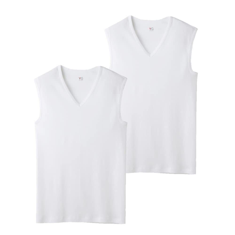 Gunze Sleeveless Size YV0018V Men's V-Neck Shirt, 2-Pack, White, 100% Cotton, 3L,
