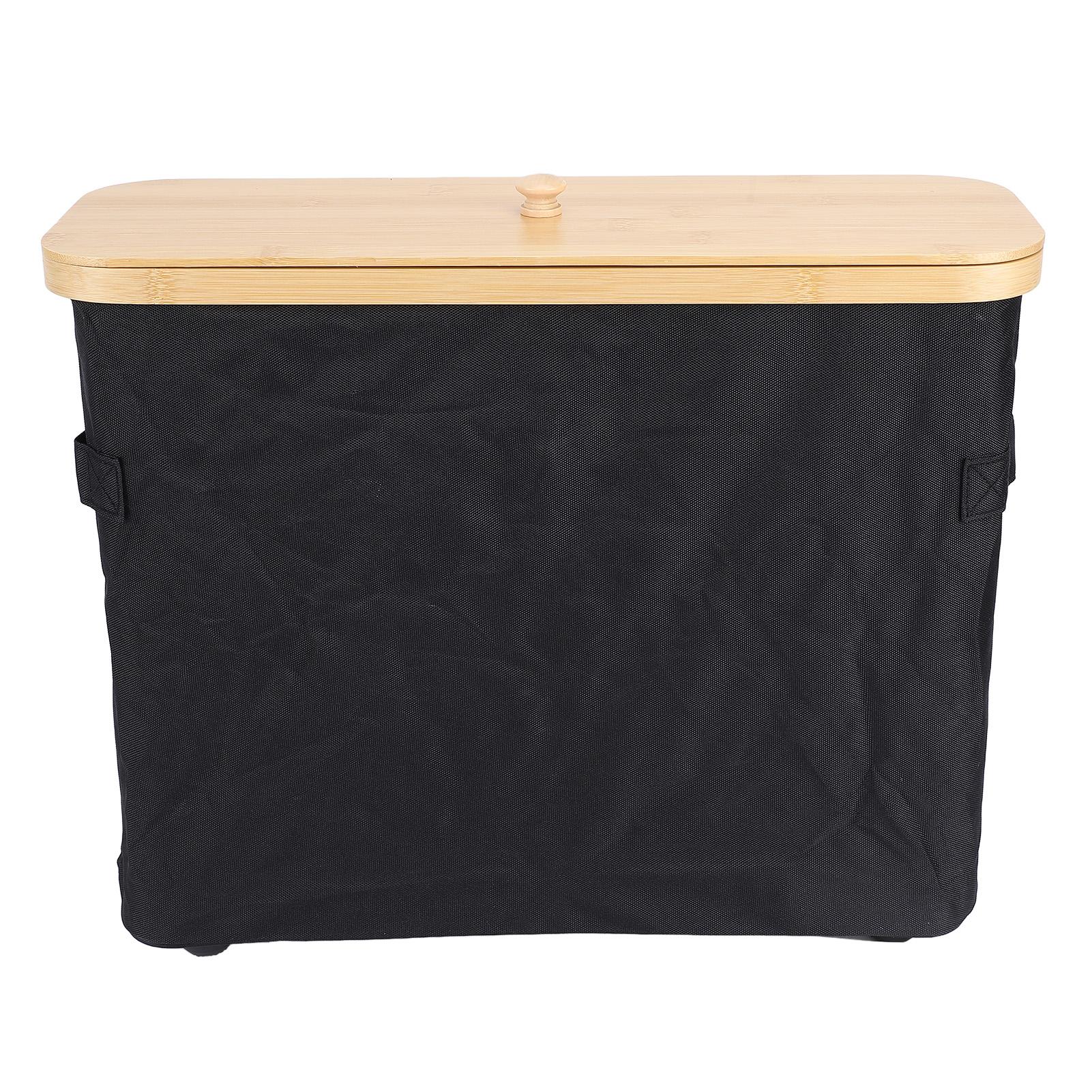 

Корзина для хранения туалетной бумаги с крышкой и ручкой, складная, напольная, легкая сборка, контейнер для туалетной бумаги B Black