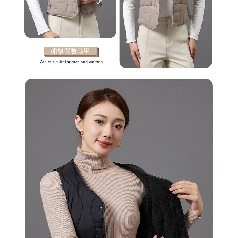 Women V Neck Sleeveless Fitted Padded Vest Winter Warm Elegant Casual
