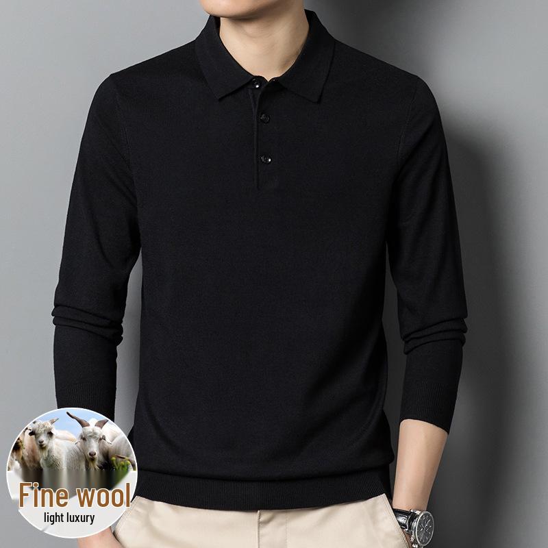

Men s Wool-Blend Cardigan: Solid Color Turn-Down Collar Knitted Sweater 3XL
