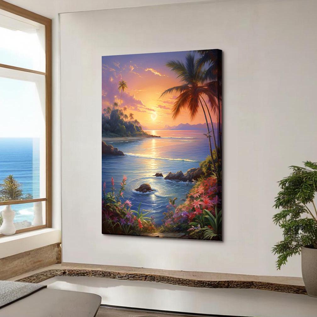 American Luxury Floral Headboard Painting - Modern Bedroom Wall Décor