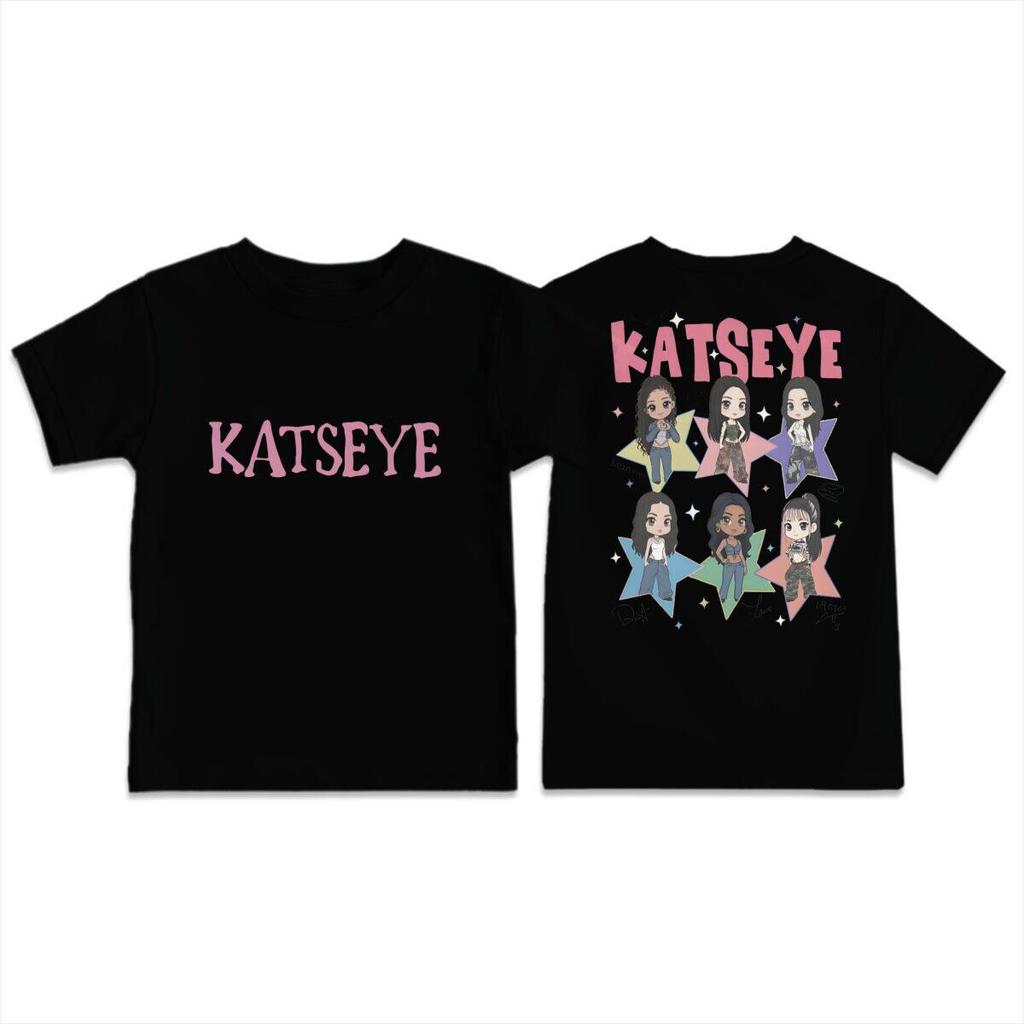 KATSEYE Trendy Girls Printed Childrens Roundneck Shortsleeved Tshirt for Summer Loose and Comfortable Casual Wear