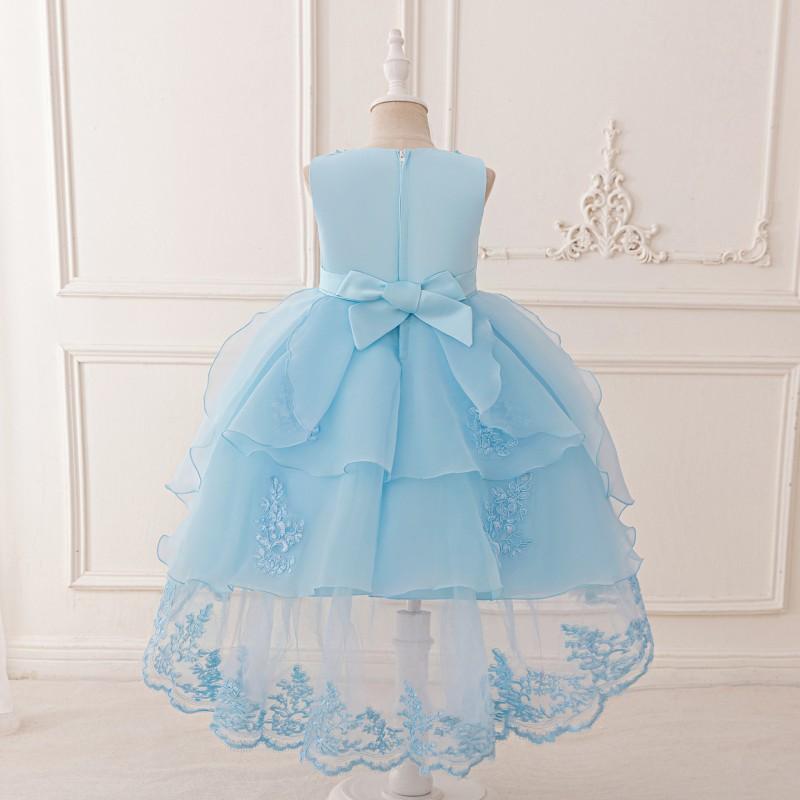 Girls Princess Tulle Dress Embroidered Sleeveless Party Gown Kids 4-8 Years