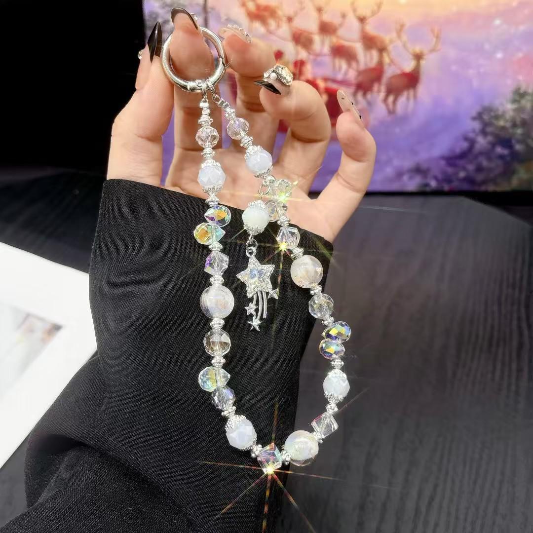 

Високоякісний жіночий рожевий бант зі стразами та намистинами Ланцюжок для мобільного телефону