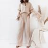 2 Piece Outfits for Women Long Sleeve Button Down Shirts And Wide Leg Pants Sets Casual Tracksuit Loungewear