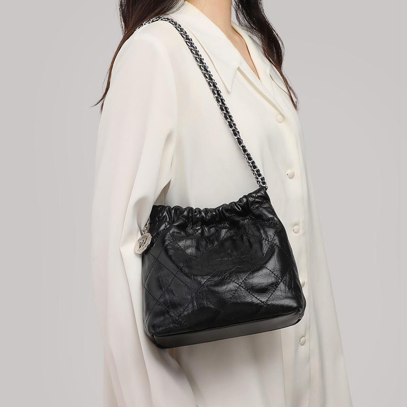 Bucket Bag for Women 2025 New Genuine Leather Crossbody Bag Chain Bag Quilted Underarm Bag Shoulder Bag Tote Bag