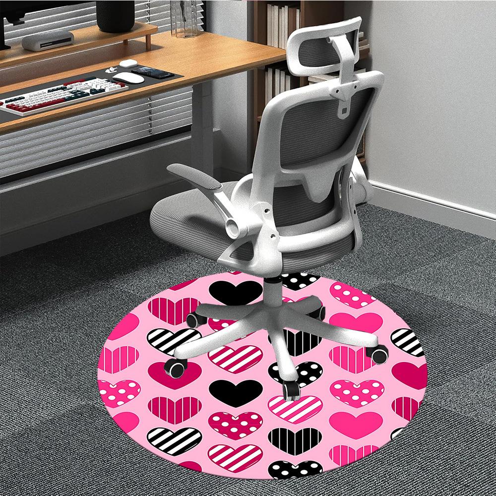 1pc Heart Pattern Office Round Rug, Non-slip, Soft and Durable Office Rug for Interior Decoration, Perfect for Office, Beautiful Decoration yy26032406
