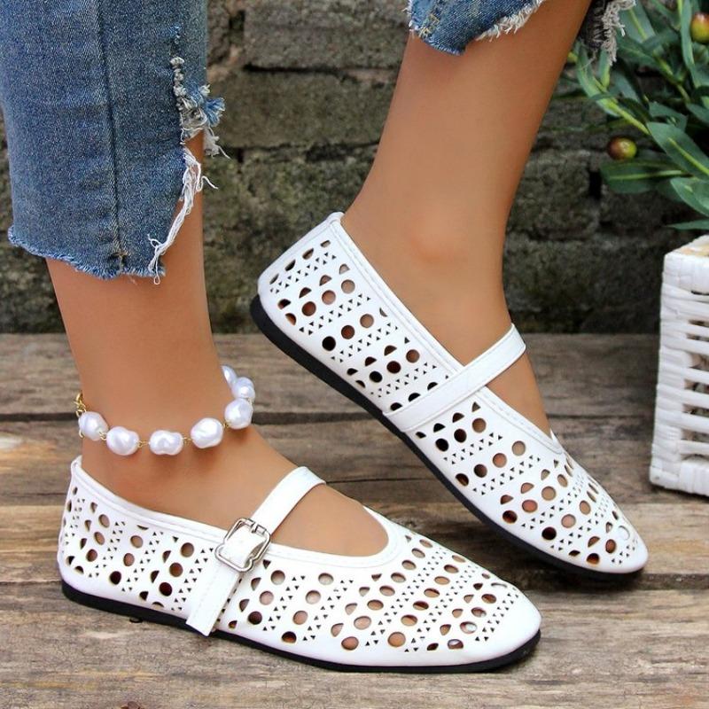 Summer Hollow Ladies Shoes  New Casual Fashionable Women's Closed Toe Sandals Soft and Comfortable Ballet Flat Shoes