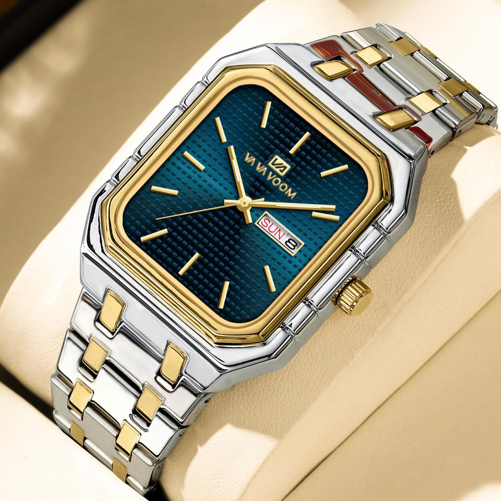 Business Casual Men's Watch Simple Luminous Square Gradually Gold Steel Belt Men's Watch