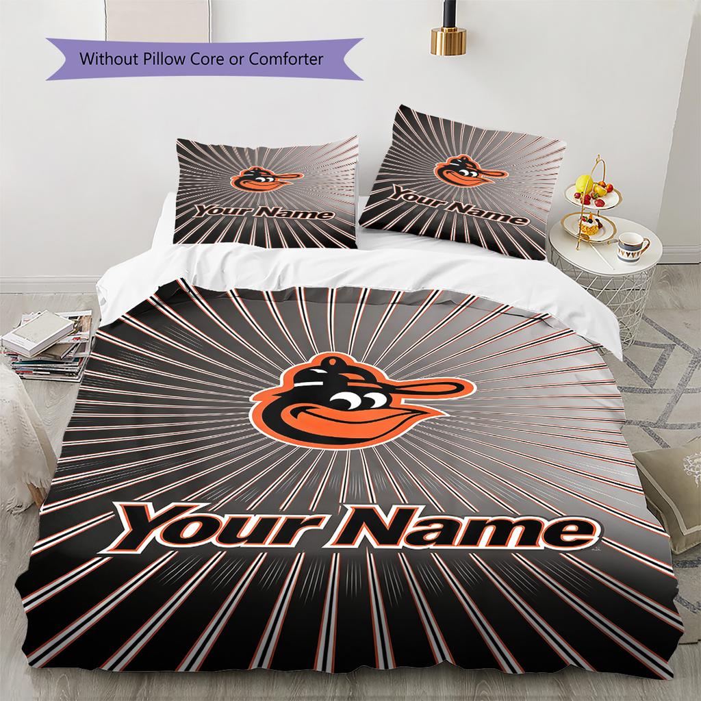 Name Custom Baltimore Orioles Pattern Bedding Set Quilt Cover Pillowcase Home Decor Gift (1 * duvet cover + 2 * pillowcase, without core)