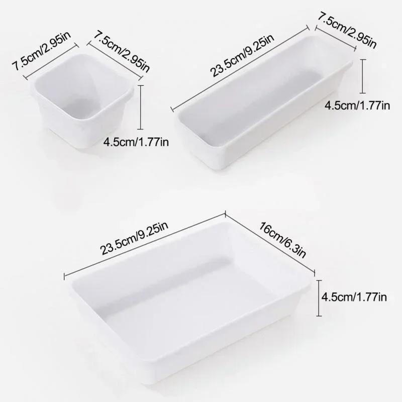8Pcs Multi Size Drawer Storage Box Student Desk Stationery Storage Rack Household Cabinet Tableware Storage and Organizing Box