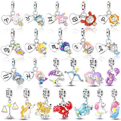 Copper Constellation Series 12 Constellation Luminous Color Change Star Charms Beads Fit Bracelet Diy Jewelry