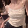 Korean Lace Trim Floral Crop Top U Neck Sweet Flower Girl's Tank Top Lace Bowknot Camisole  Lady