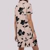 Ladies Casual Fashion Stand Collar Floral Print Short Sleeve Dress