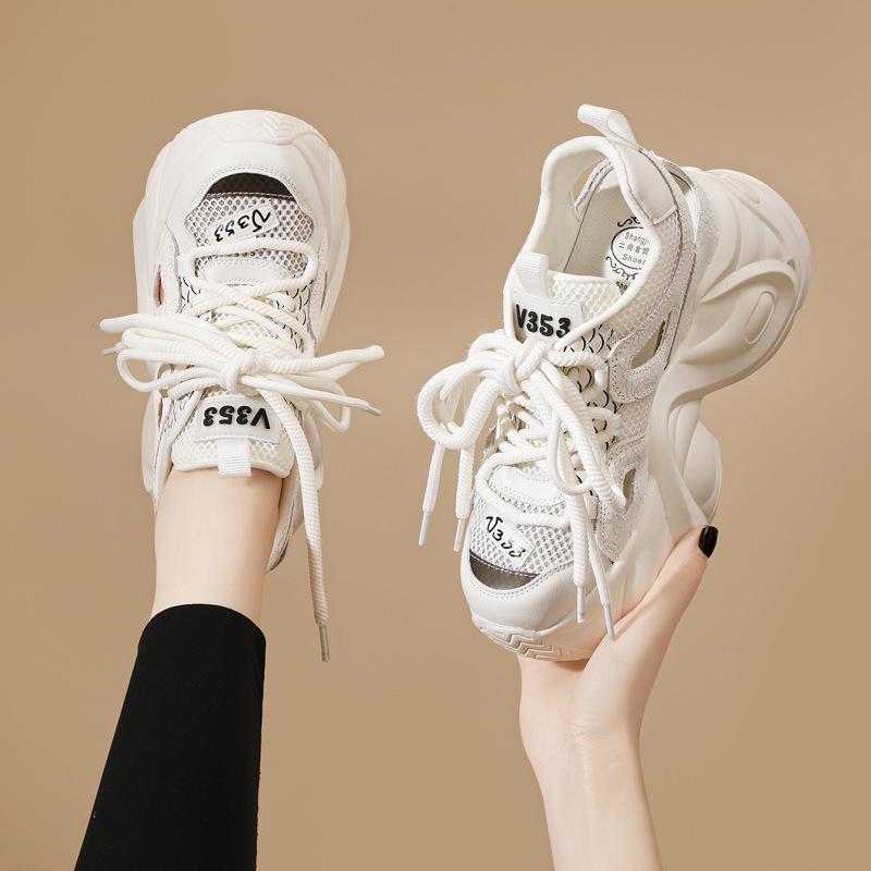 

Hollow and breathable thick sole inner height increase new summer outer high-end dad shoe bag head 36