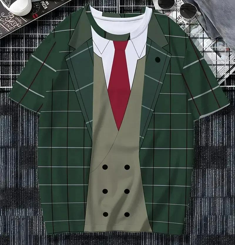 T-shirt for Kids Casual Suit Tie Print T-Shirt Short Sleeve Tops Tees Boy's Cosplay Party Tees Girl Clothing