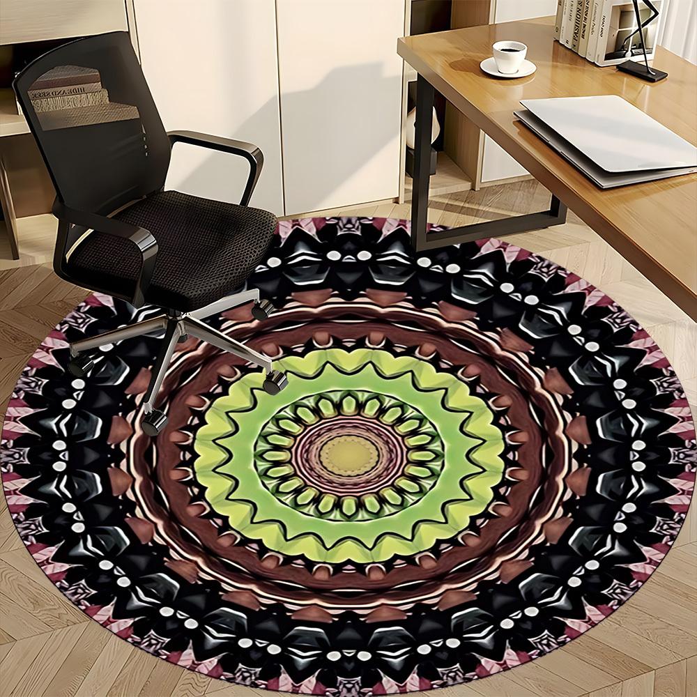1pc Kaleidoscope Pattern Chair Carpet for Office, Round Non Slip Durable Large Size Office Carpet, Suitable for Office