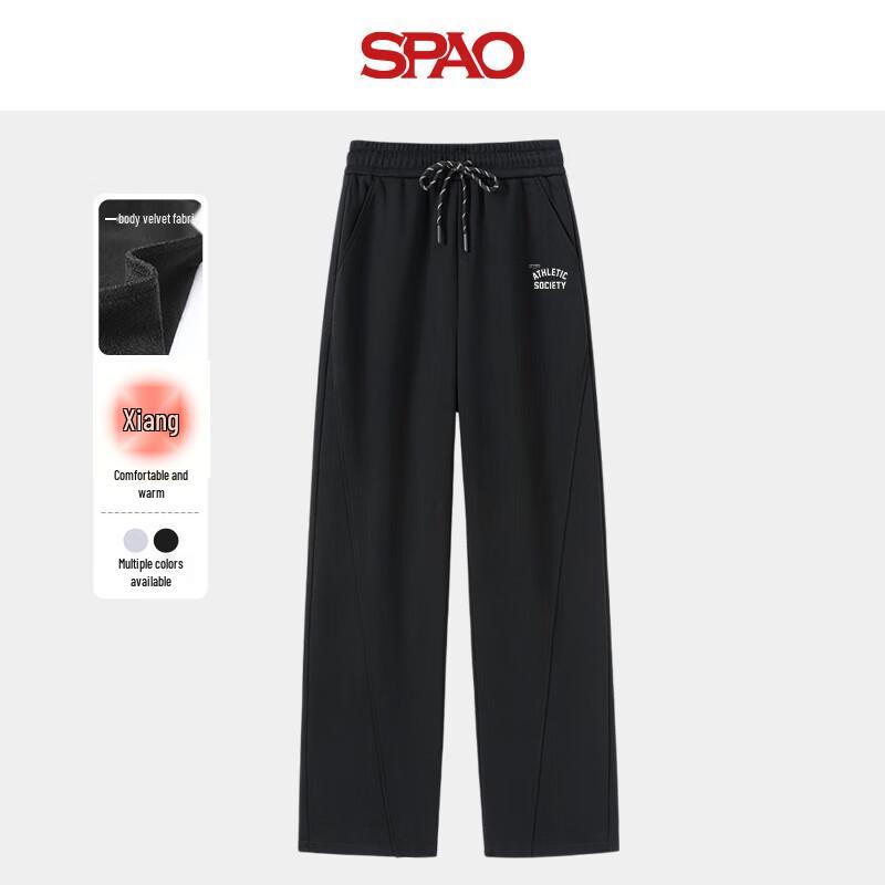 

SPAO Women s Korean Style High-Waist Wide-Leg Fleece-Lined Sweatpants S