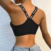 Ropa interior deportiva Mujer Yoga Fitness Top corto sin costuras Tirantes anchos con letras Cómodo Ropa deportiva activa para entrenamiento